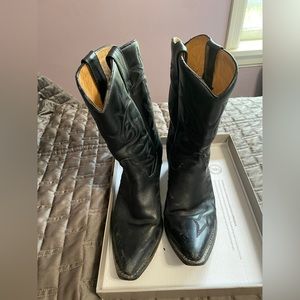 GENUINE LEATHER-BLACK COWBOY BOOTS